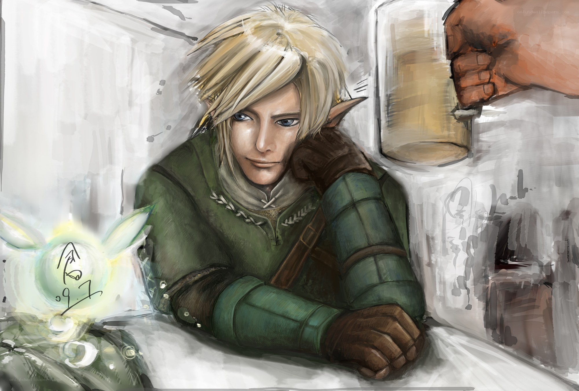 elf warrior in tavern