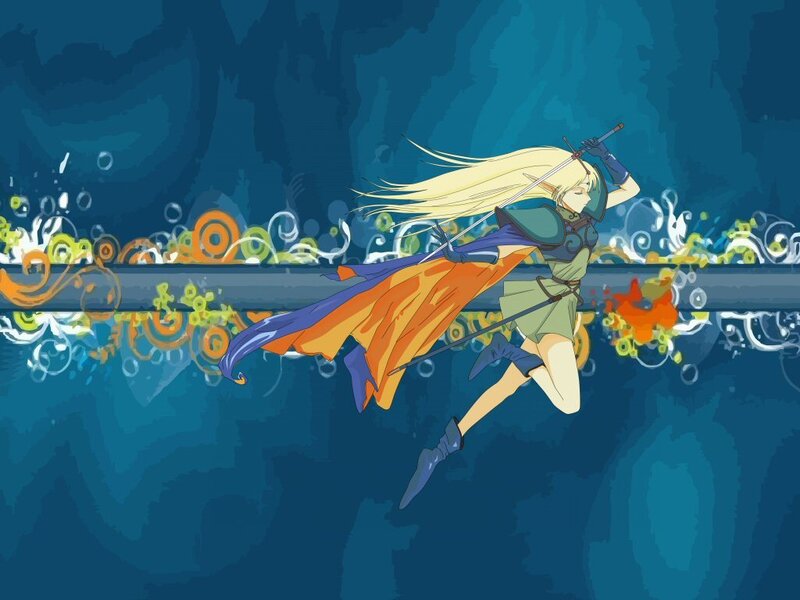 elf warrior in underwater scene