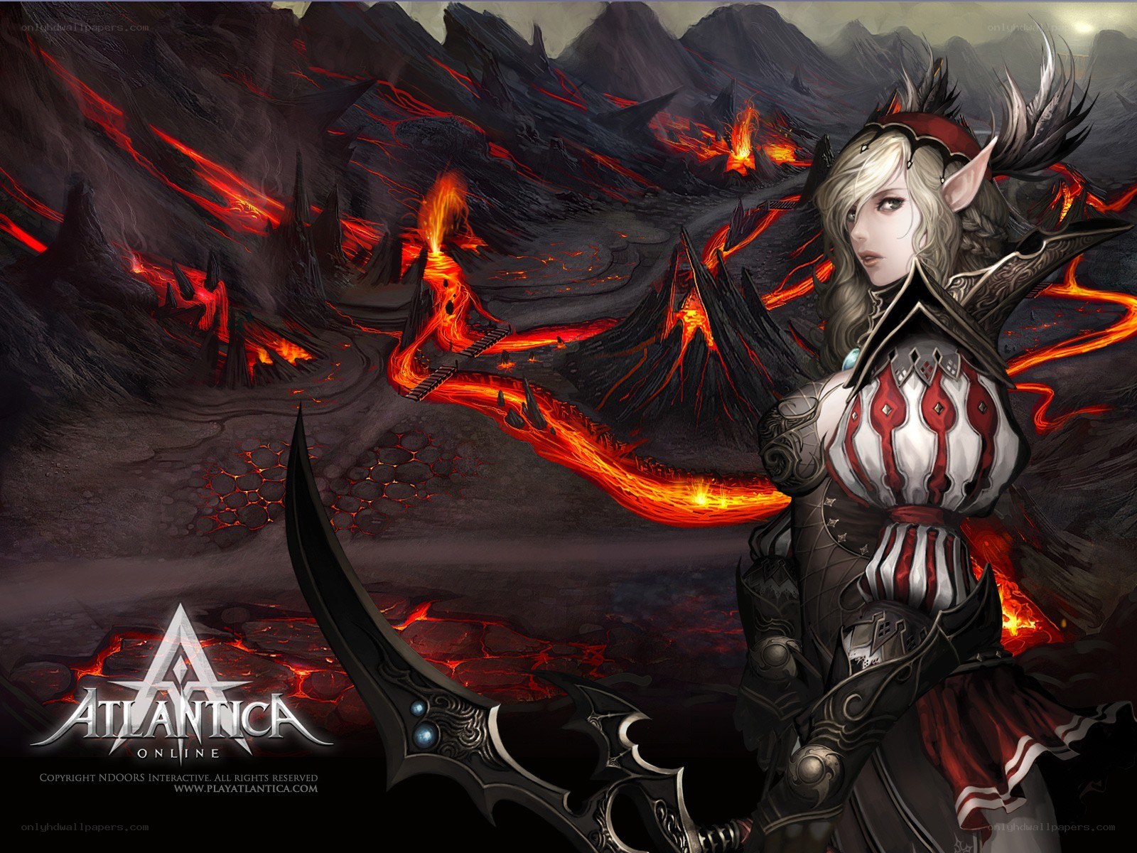 elf warrior in volcanic landscape