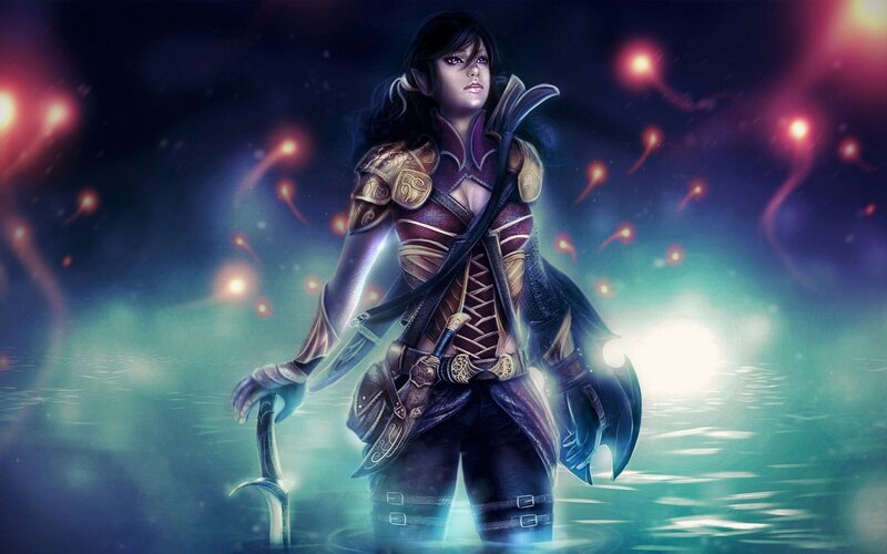 Elf Warrior in Water — Purple
