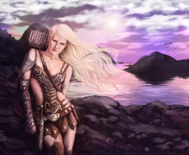 elf warrior on a cliff