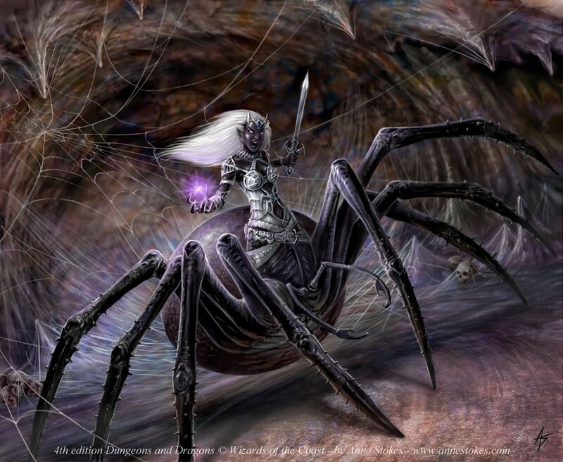 elf warrior on a giant spider