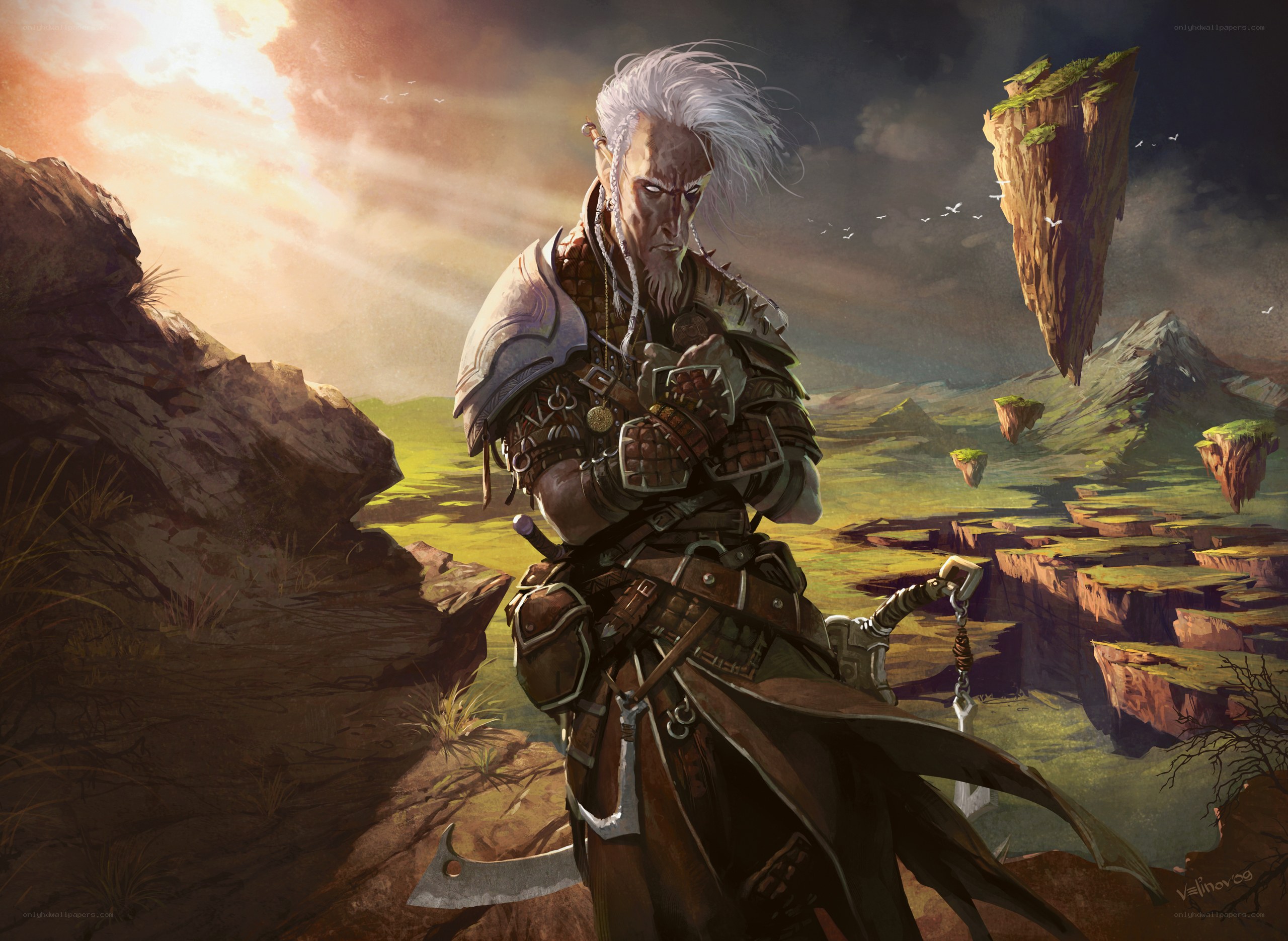 elf warrior on floating islands