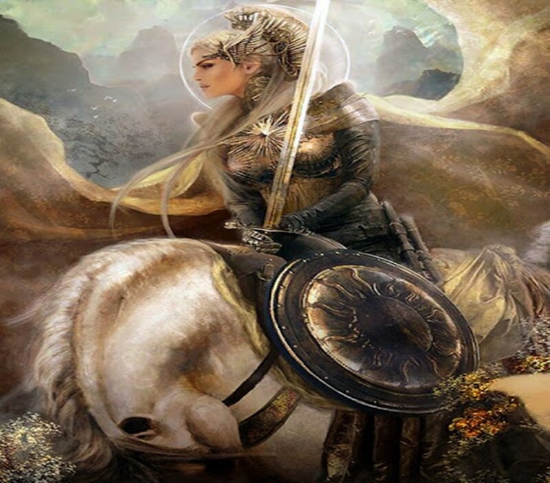 Elf Warrior on Horse — Gold