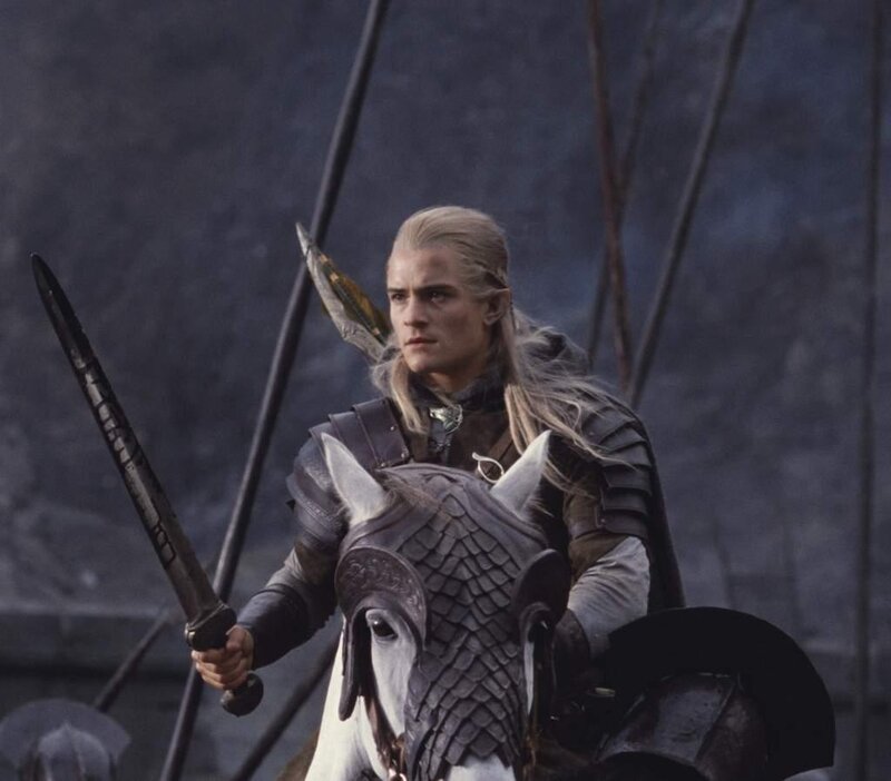 Elf Warrior on Horse — Gray, Dramatic