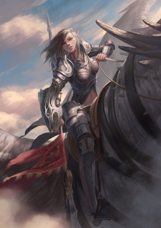 Elf Warrior on Horse — Gray