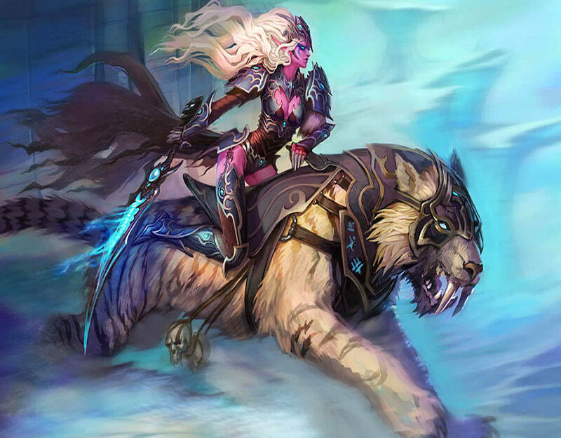 Elf Warrior on Saber-toothed Tiger — Blue