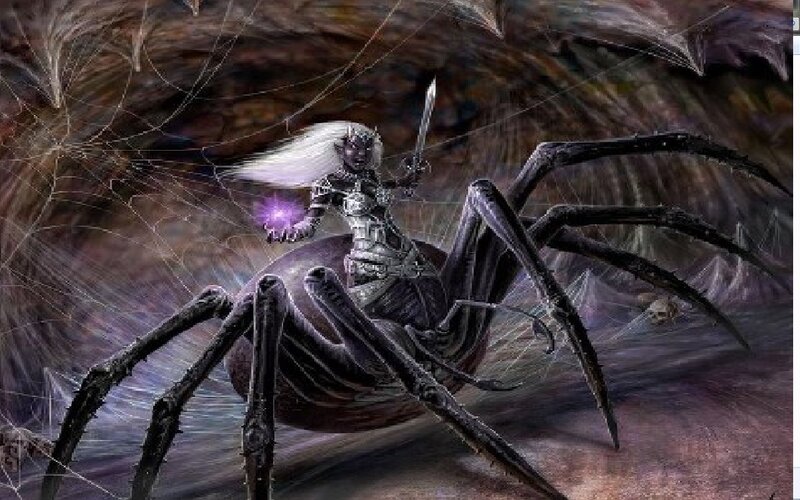 Elf Warrior on Spider — Black