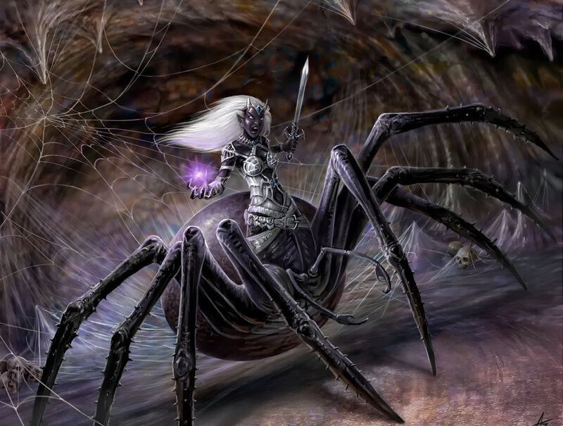 Elf Warrior on Spider