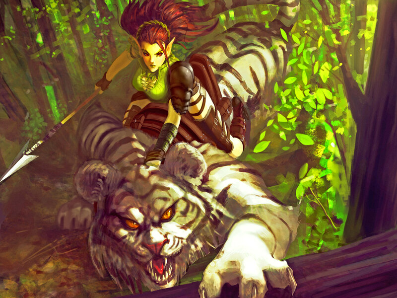 Elf Warrior on Tiger