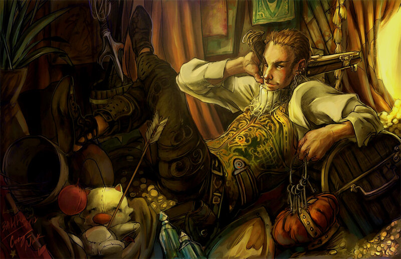 elf warrior resting in a tavern