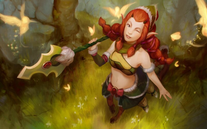 Elf Warrior with Axe — Green, Serene