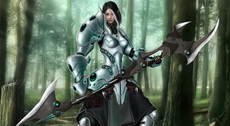 Elf Warrior with Axe — Green
