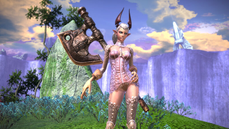 Elf Warrior with Axe — Purple