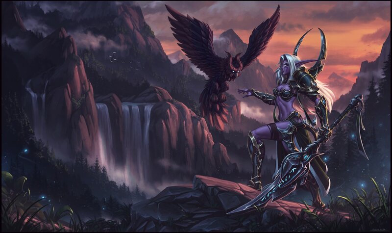 Elf Warrior with Bird — Purple