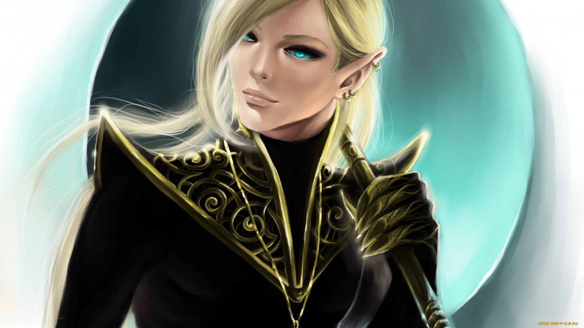 elf warrior with blue eyes