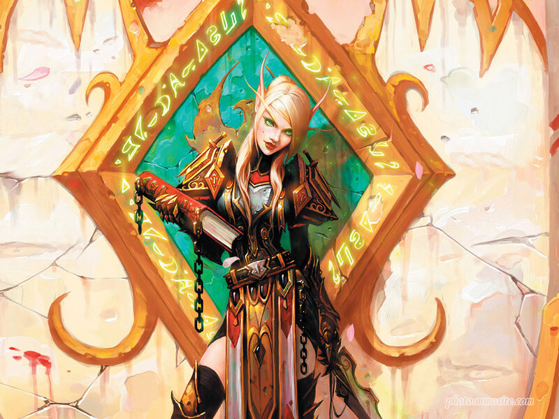 Elf Warrior with Book — Gold