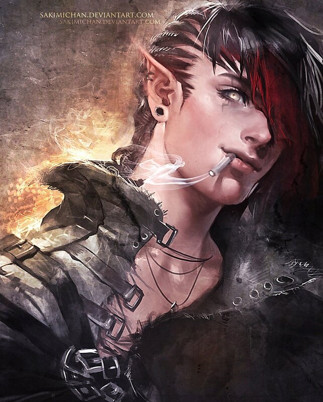 elf warrior with cigarette