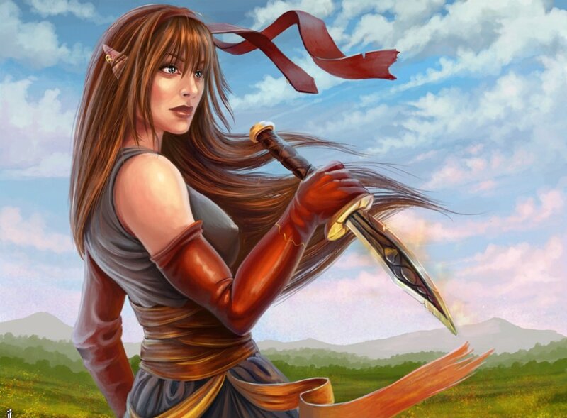 Elf Warrior with Dagger — Brown