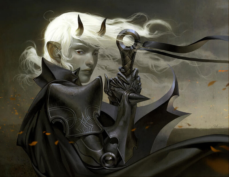 elf warrior with dark weapon