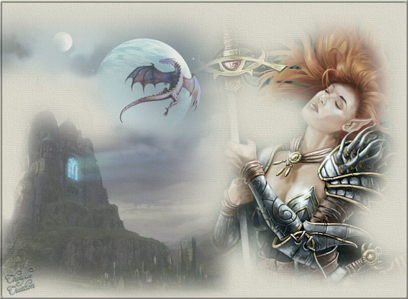 Elf Warrior with Dragon — Gray