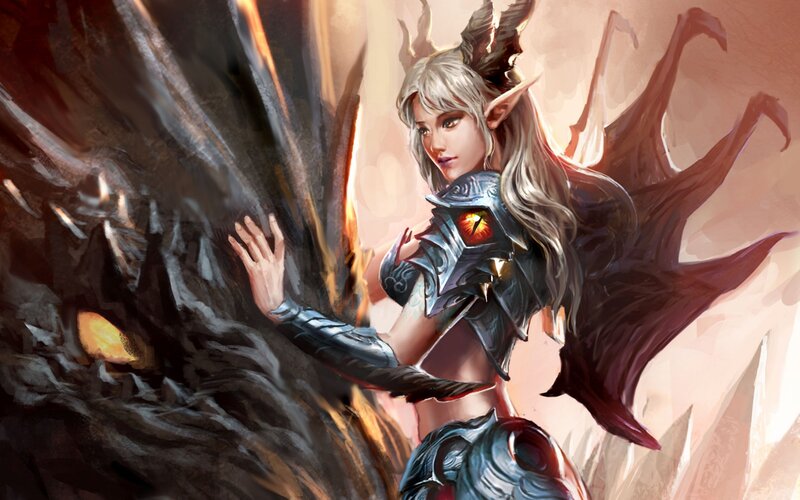 Elf Warrior with Dragon — Silver