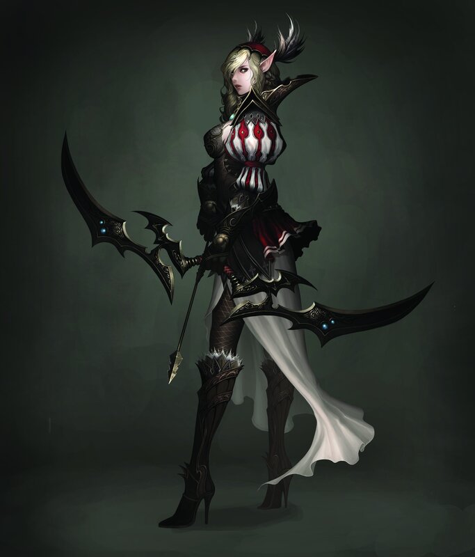 Elf Warrior with Dual Blades — Black