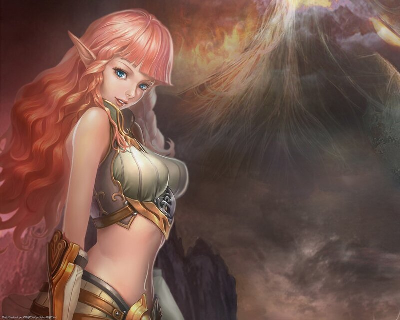 elf warrior with fiery background