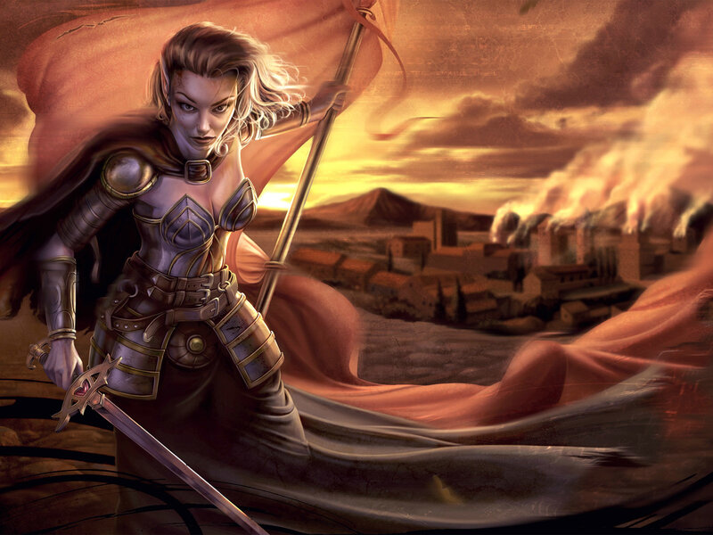 elf warrior with flag