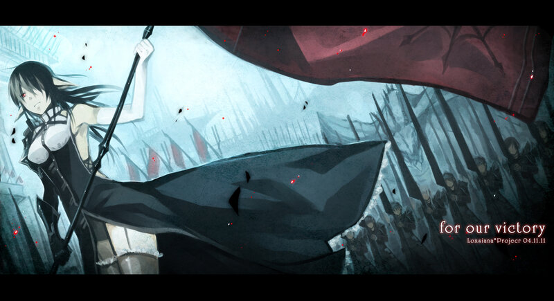 Elf Warrior with Flag — Black