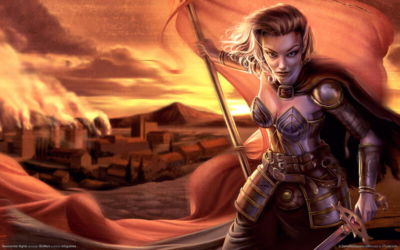 Elf Warrior with Flag — Orange, Dramatic