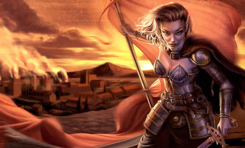 Elf Warrior with Flag — Orange