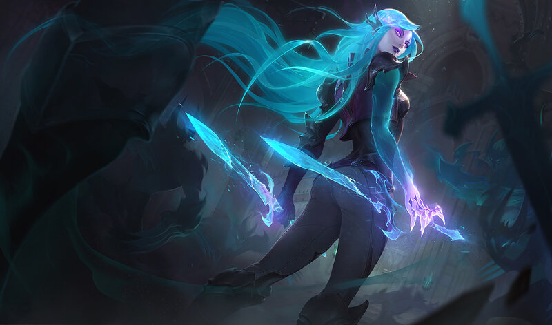 Elf Warrior with Glowing Blades — Blue