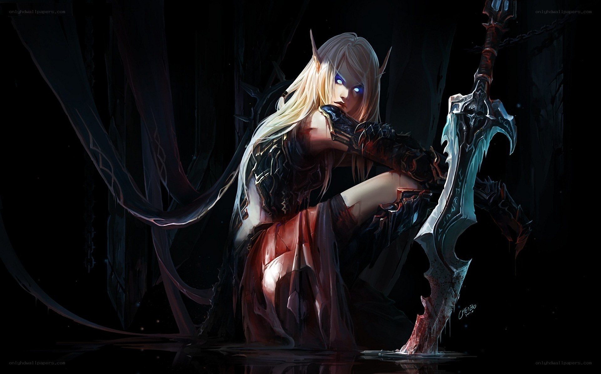 elf warrior with glowing eyes