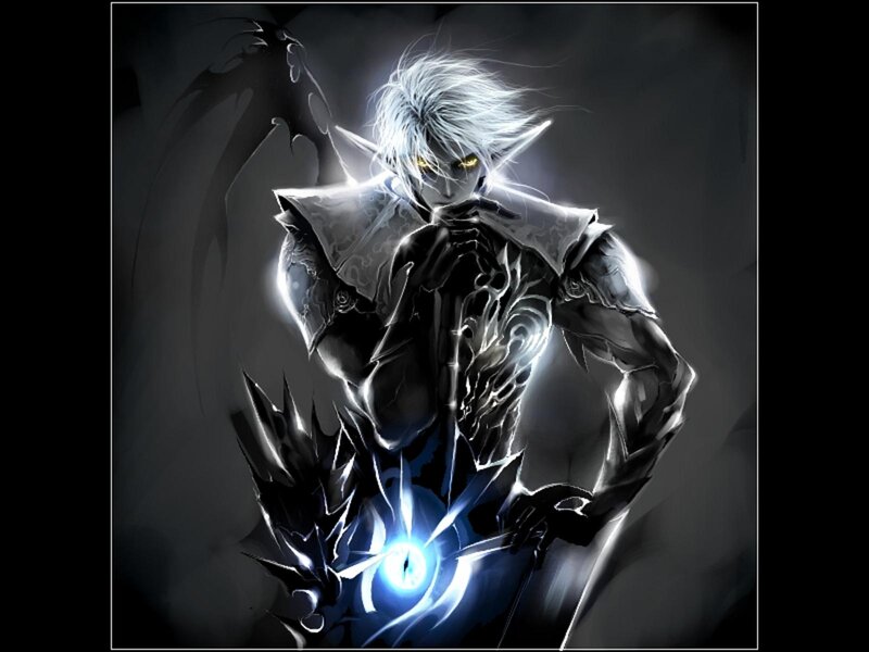 Elf Warrior with Glowing Eyes — Black