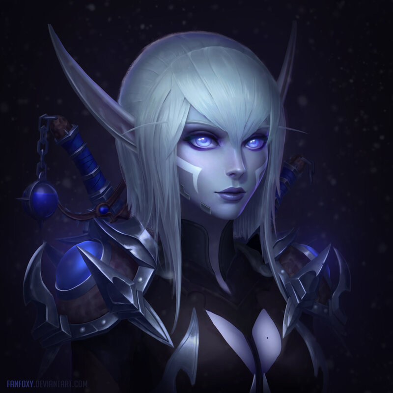 Elf Warrior with Glowing Eyes — Purple