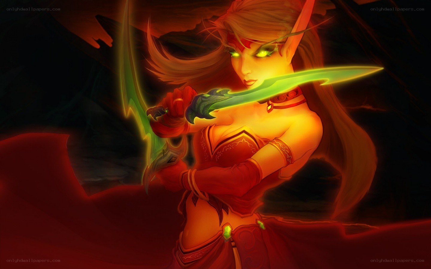 elf warrior with glowing sword