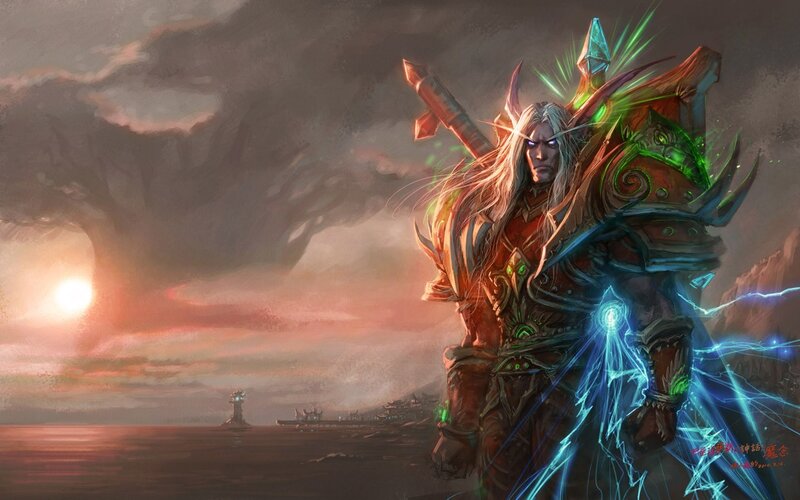 Elf Warrior with Glowing Sword — Green