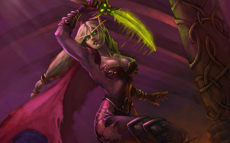 Elf Warrior with Glowing Sword — Purple