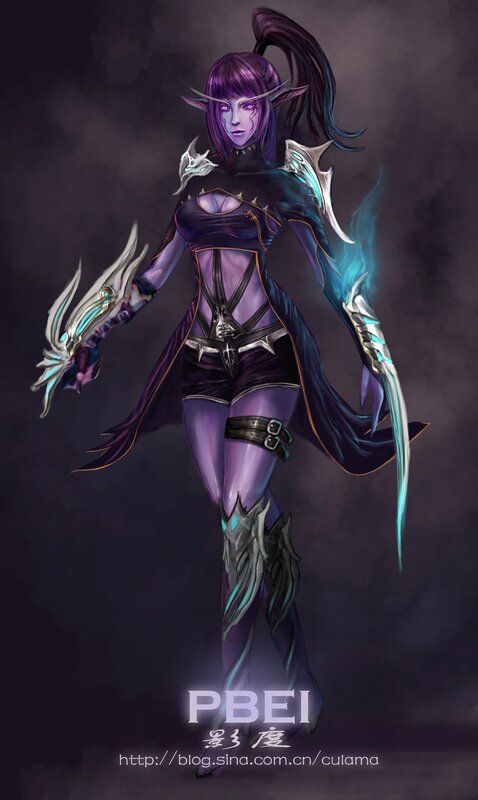 elf warrior with glowing weapons