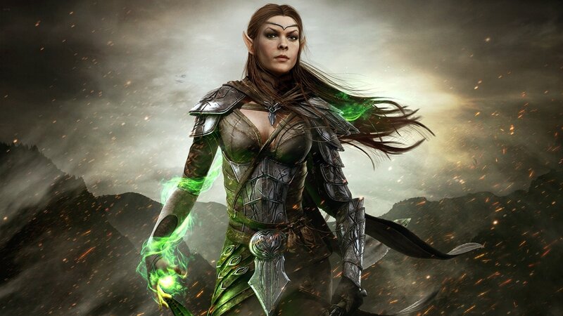 Elf Warrior with Green Magic — Dramatic, Digital Art