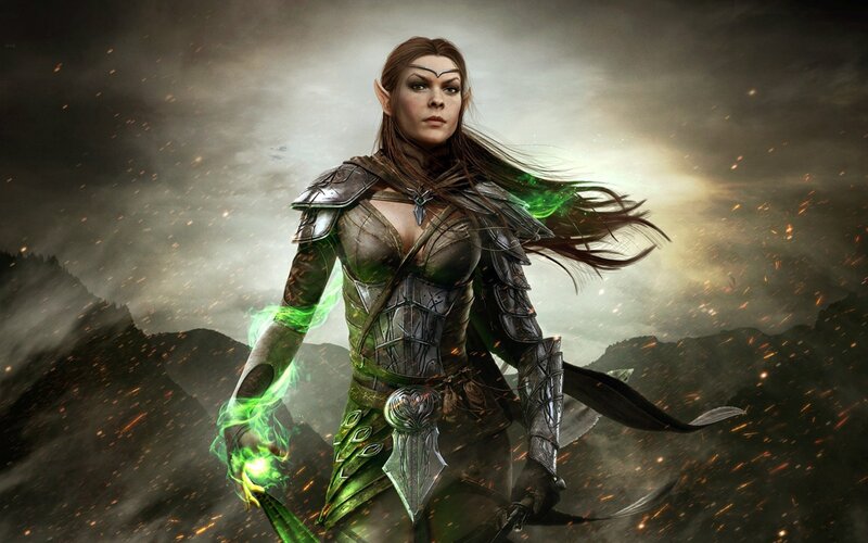 Elf Warrior with Green Magic — Dramatic