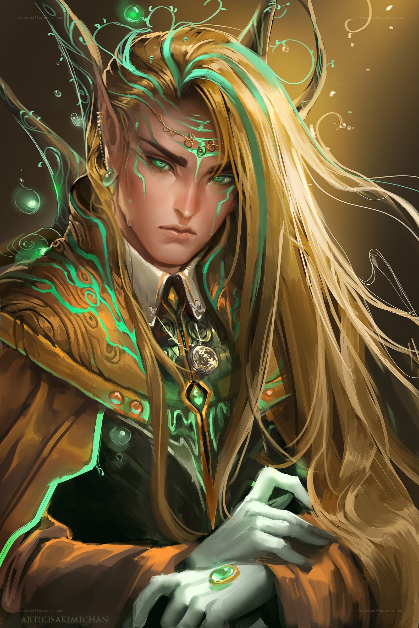 elf warrior with green magic
