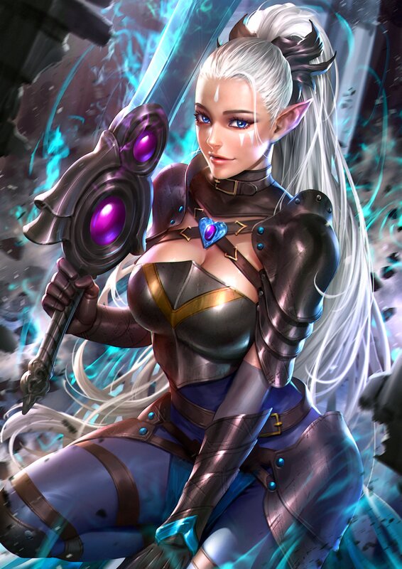 Elf Warrior with Hammer — Blue