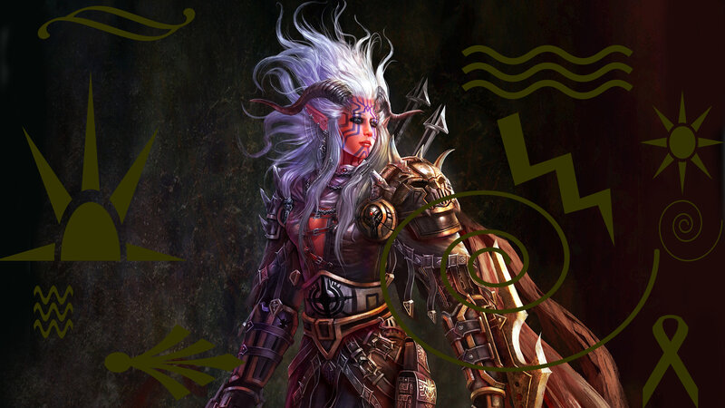 Elf Warrior with Horns — Purple