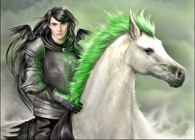 Elf Warrior with Horse — Green