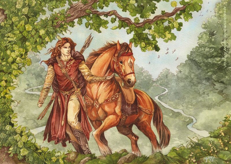 elf warrior with horse