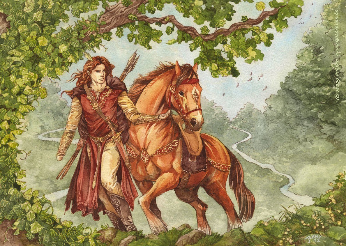 elf warrior with horse