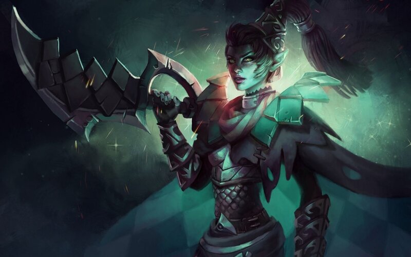 Elf Warrior with Large Sword — Green, Dramatic