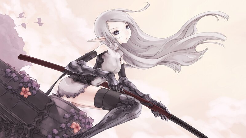 elf warrior with long silver hair